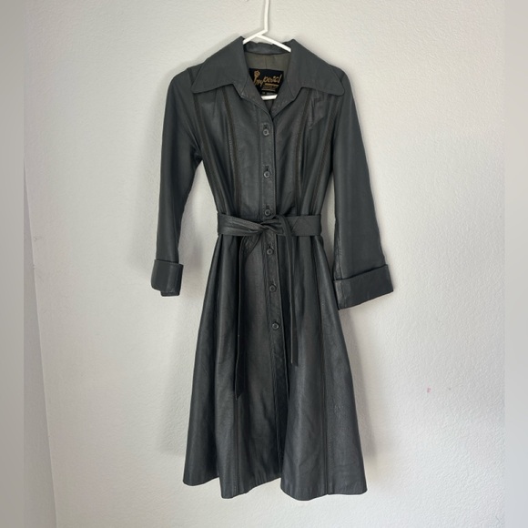 Vintage Imperial gray leather trench coat - Picture 5 of 13